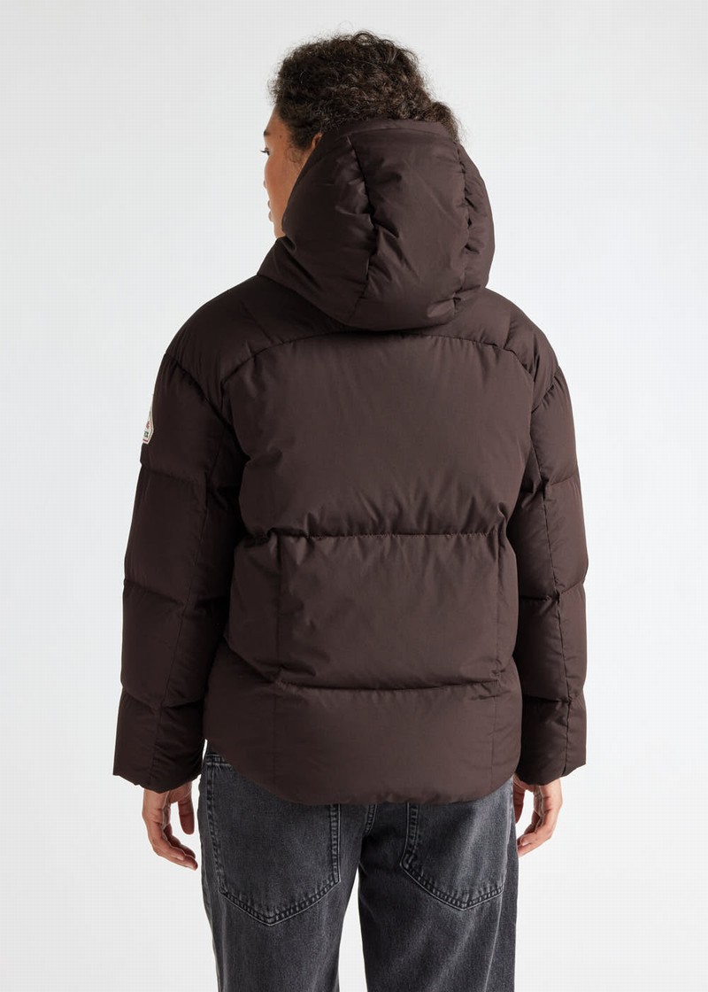 Women Pyrenex Harmonie Hooded Down Jackets Chocolate | HLP759P1435