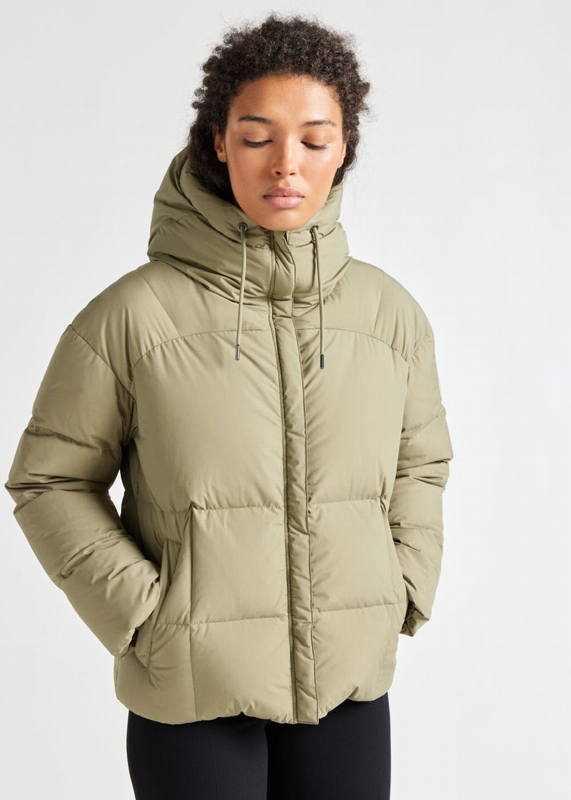 Women Pyrenex Harmonie Hooded Down Jackets Olive | HRU139U1024