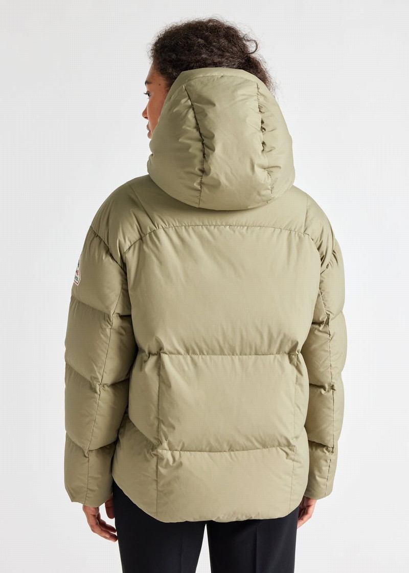 Women Pyrenex Harmonie Hooded Down Jackets Olive | HRU139U1024