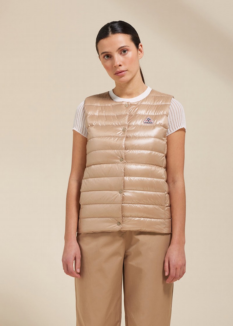 Women Pyrenex Ilaria Down Vest Beige | HBJ377J9614