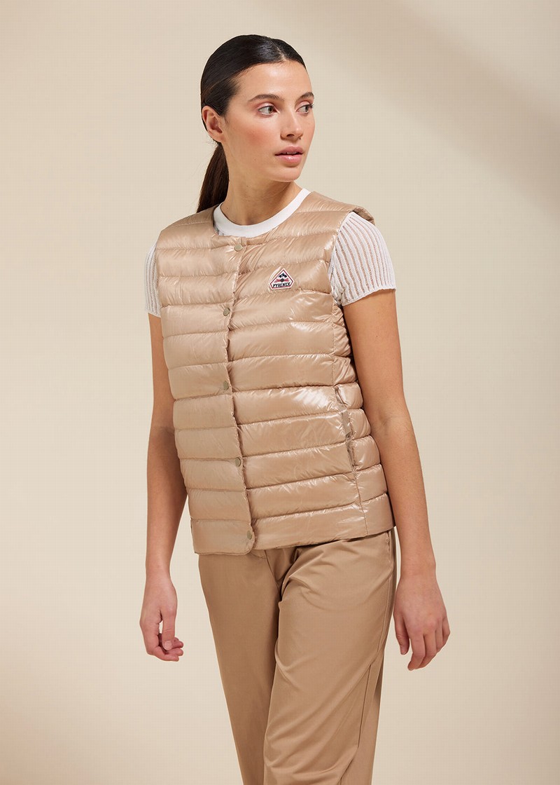 Women Pyrenex Ilaria Down Vest Beige | HBJ377J9614