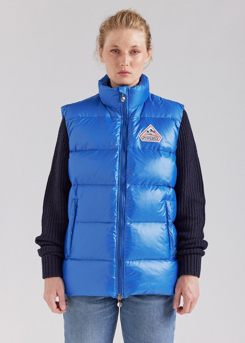 Women Pyrenex John Adriatic Sleeveless Down Vest Blue | HAY551Y4238