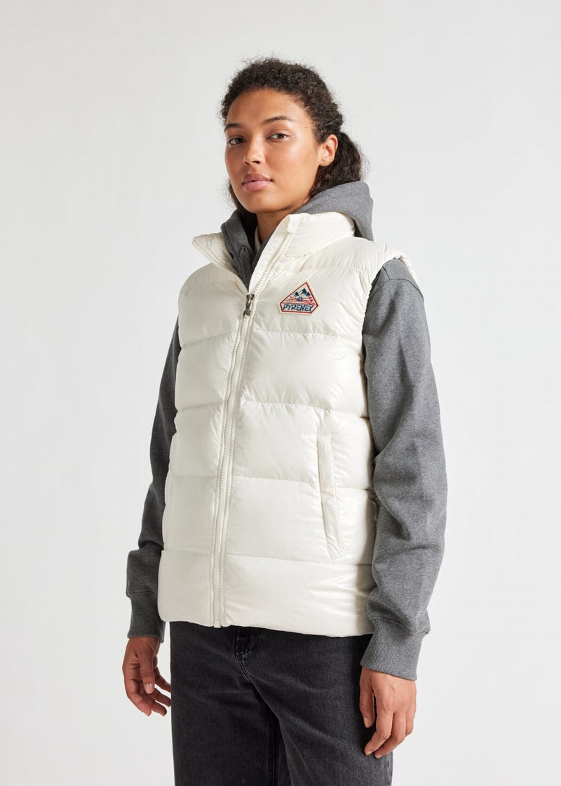 Women Pyrenex John Sleeveless Down Vest White | HAU084U5422