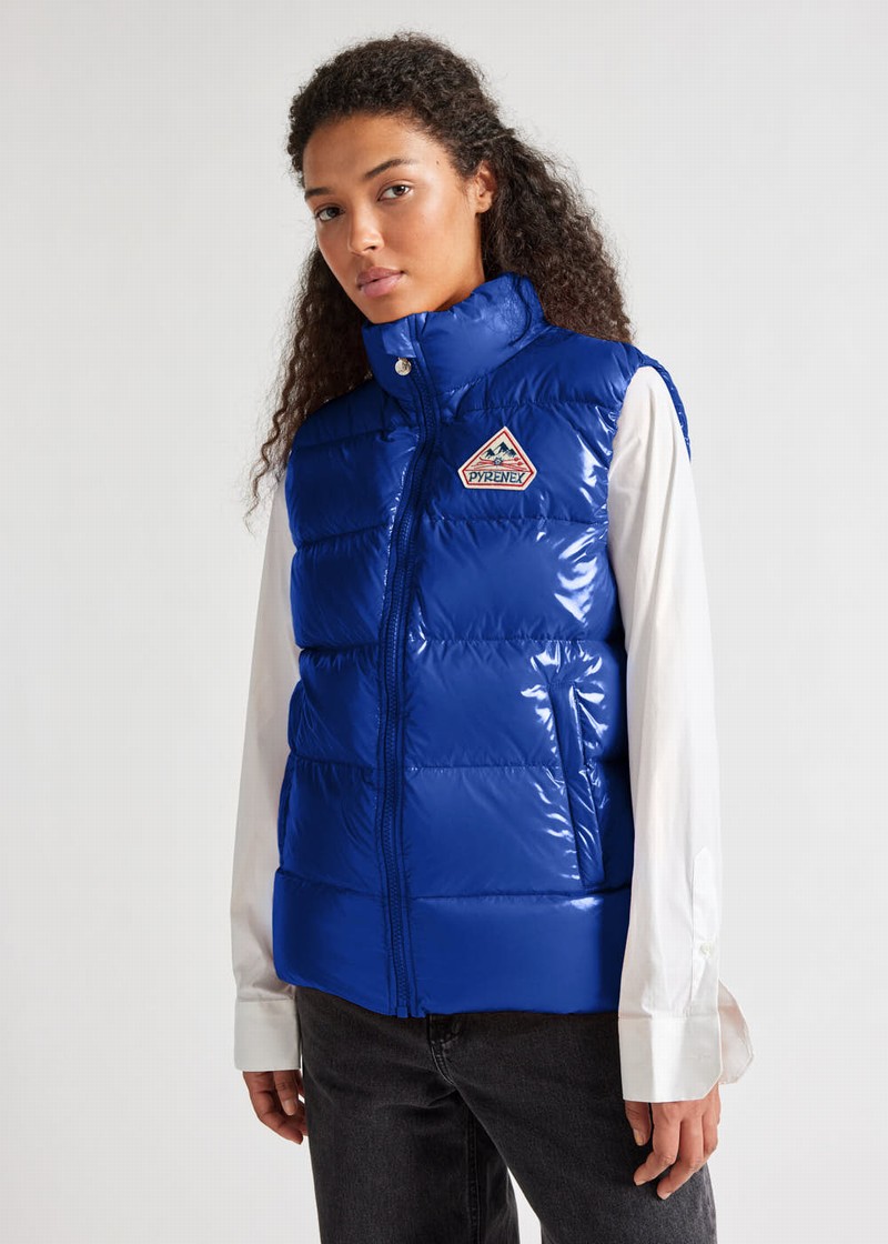 Women Pyrenex John Sleeveless Down Vest Blue | HTI700I6154