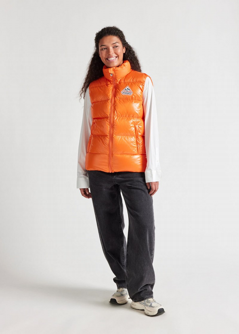 Women Pyrenex John Sleeveless Down Vest Orange | HEA585A6001