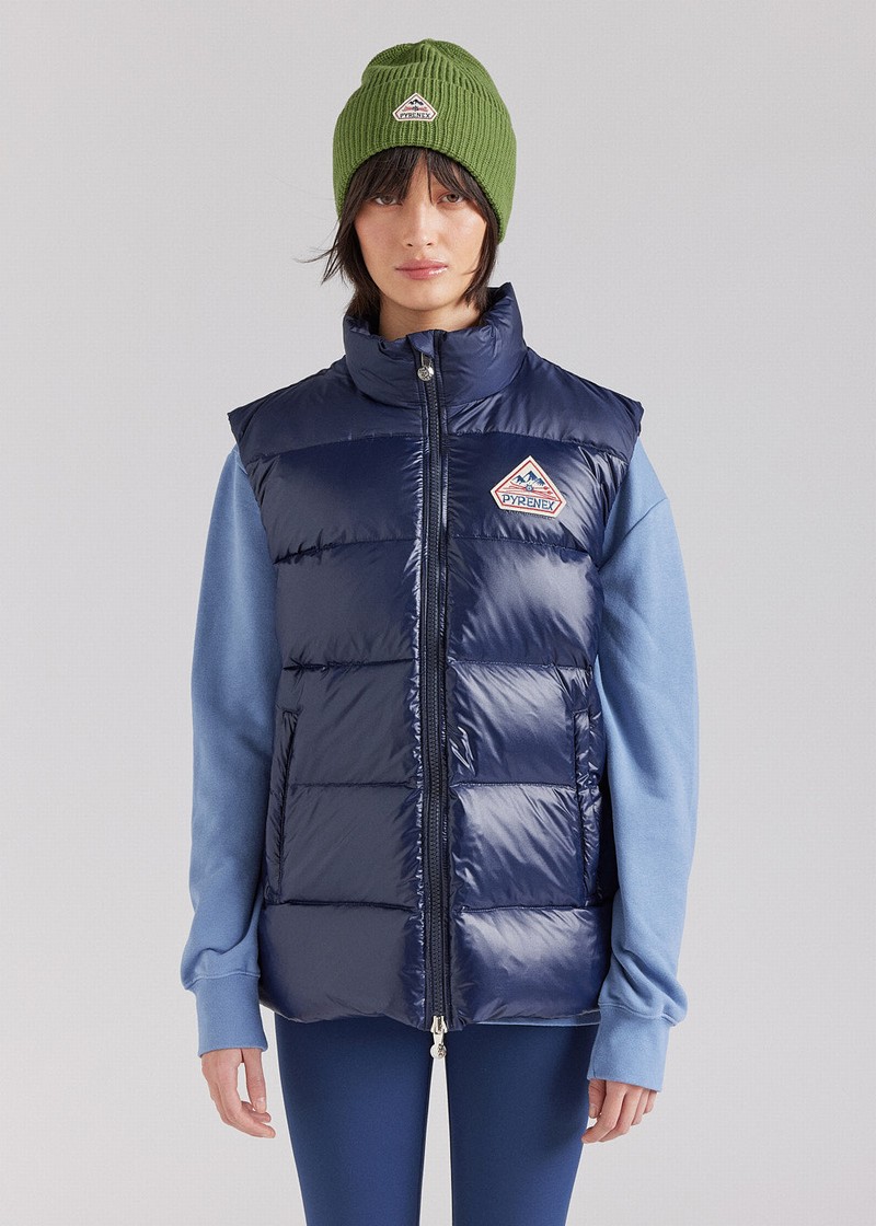 Women Pyrenex John Sleeveless Down Vest Navy | HST822T5253