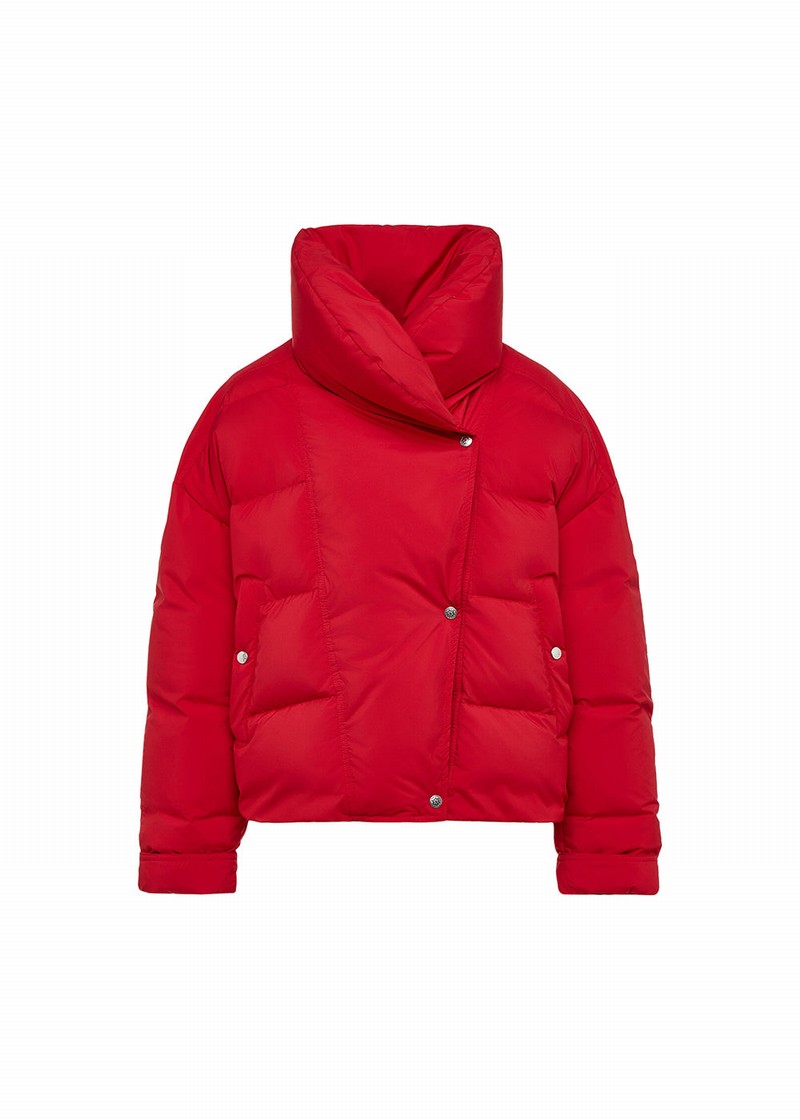 Women Pyrenex Judith Carmen Wrap Collar Down Jackets Red | HJF897F2537