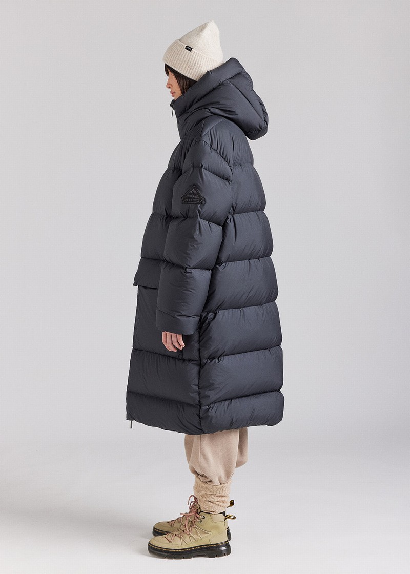 Women Pyrenex Long Down Coats Black | HLS099S5885