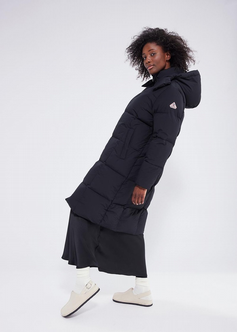 Women Pyrenex Long Down Coats Black | HRX970X0774