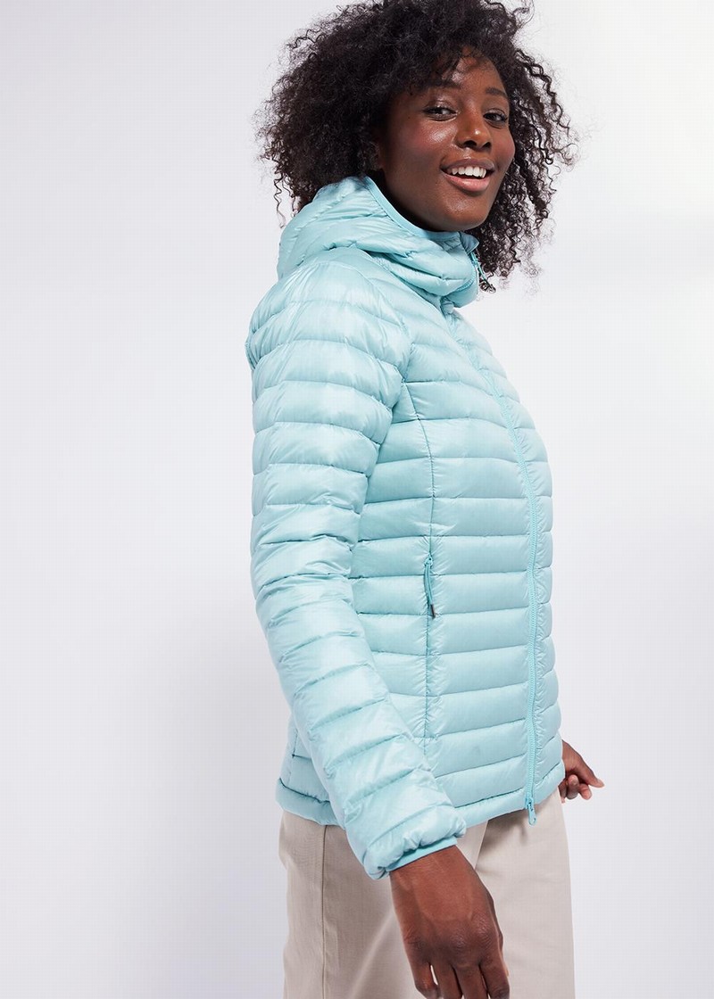 Women Pyrenex Masha Hooded Light Down Jackets Blue | HPF377F5601