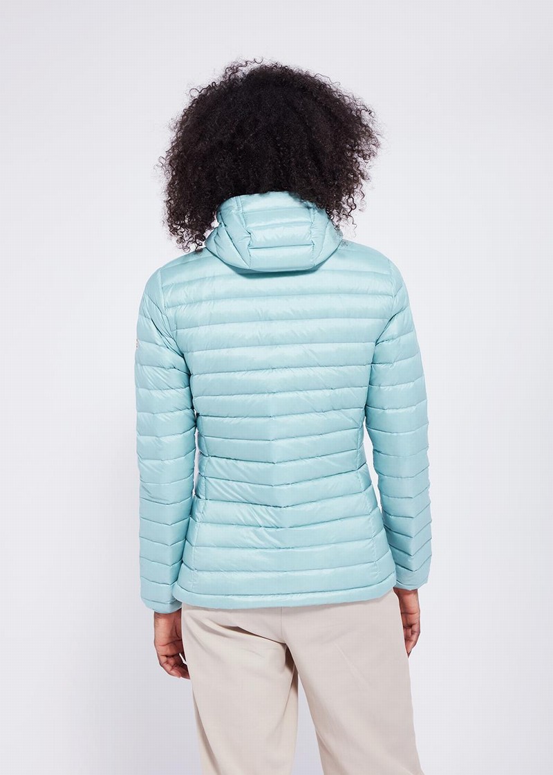 Women Pyrenex Masha Hooded Light Down Jackets Blue | HPF377F5601