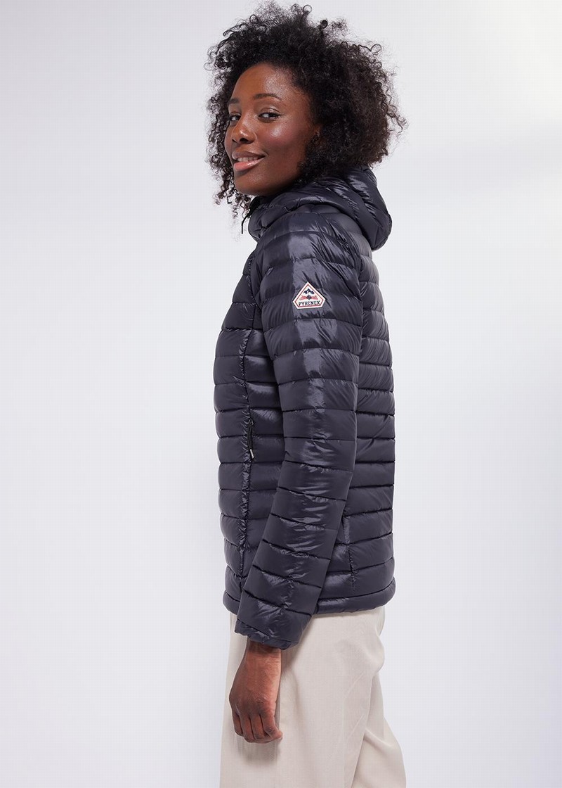 Women Pyrenex Masha Hooded Light Down Jackets Black | HBJ687J9554