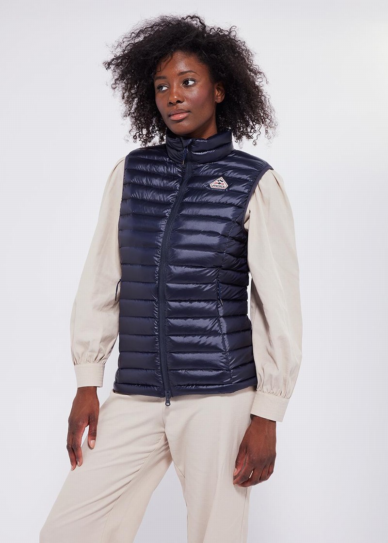 Women Pyrenex Masha Light Down Vest Navy | HCG890G8891