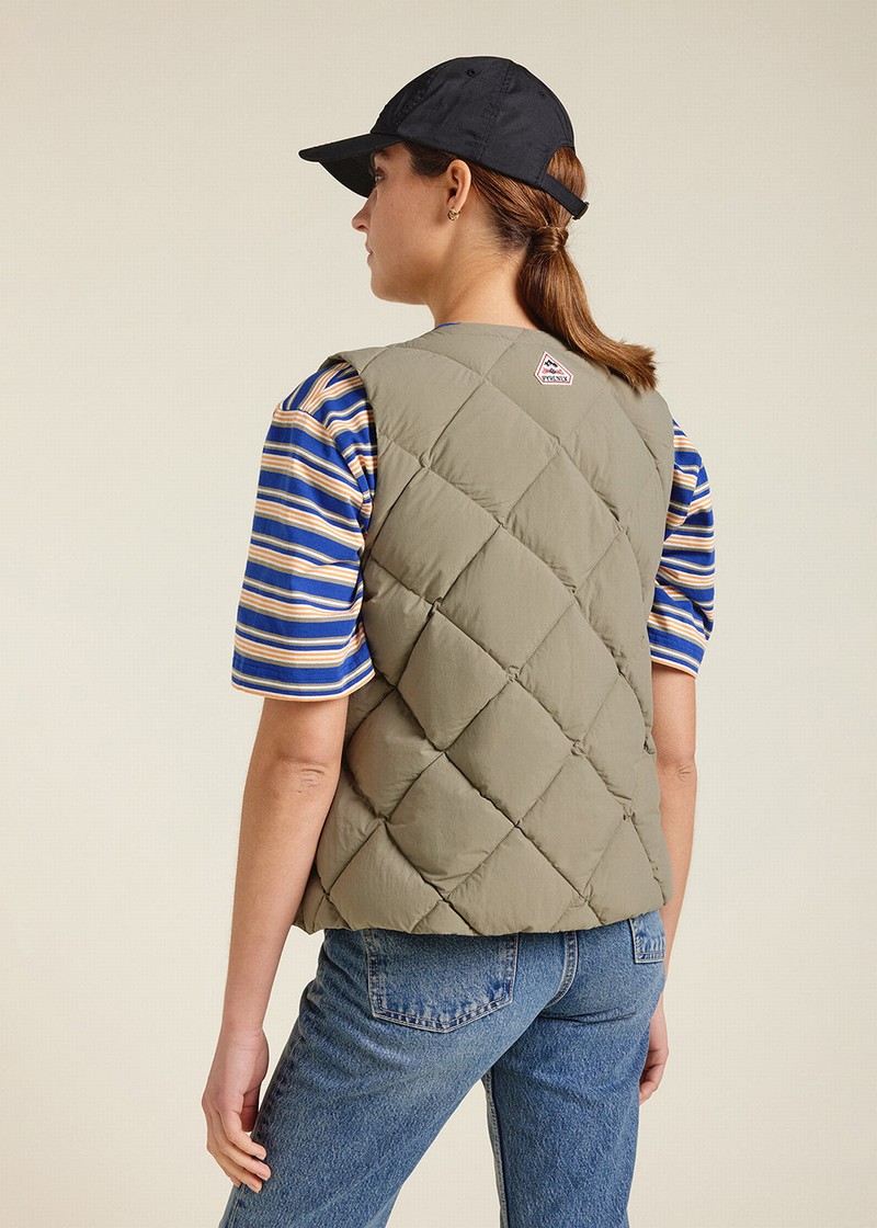 Women Pyrenex Nacre Lightweight Down Vest Olive | HFU967U6861