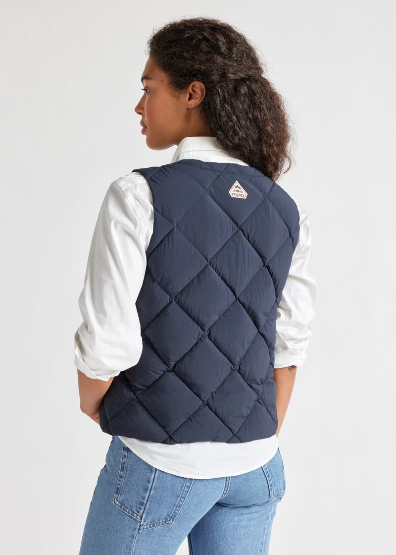 Women Pyrenex Nacre Lightweight Down Vest Navy | HTD295D6185