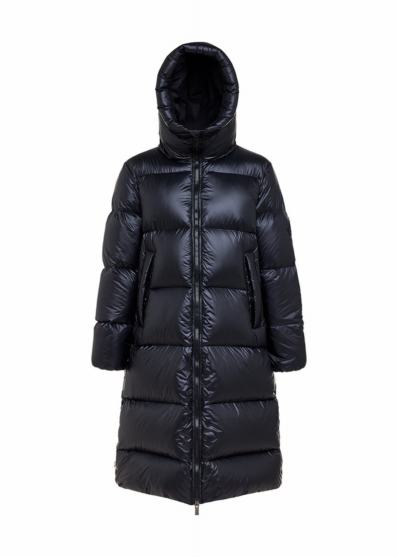 Women Pyrenex Oriela Long Down Coats Black | HAR848R5997