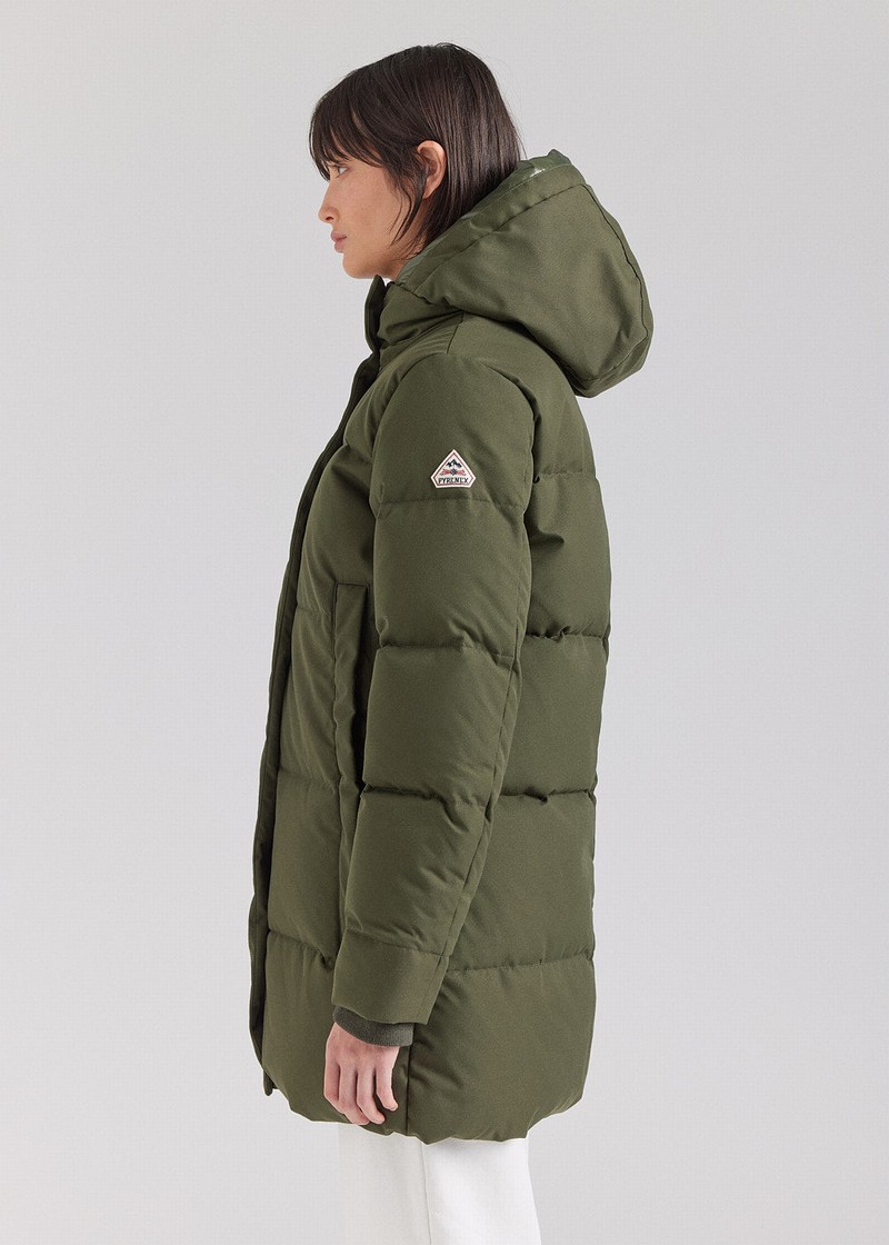 Women Pyrenex Phenix Recycled Warm Hooded Down Jackets Green | HFV781V3937