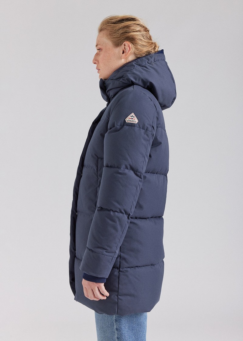 Women Pyrenex Phenix Recycled Warm Hooded Down Jackets Navy | HEJ835J3120