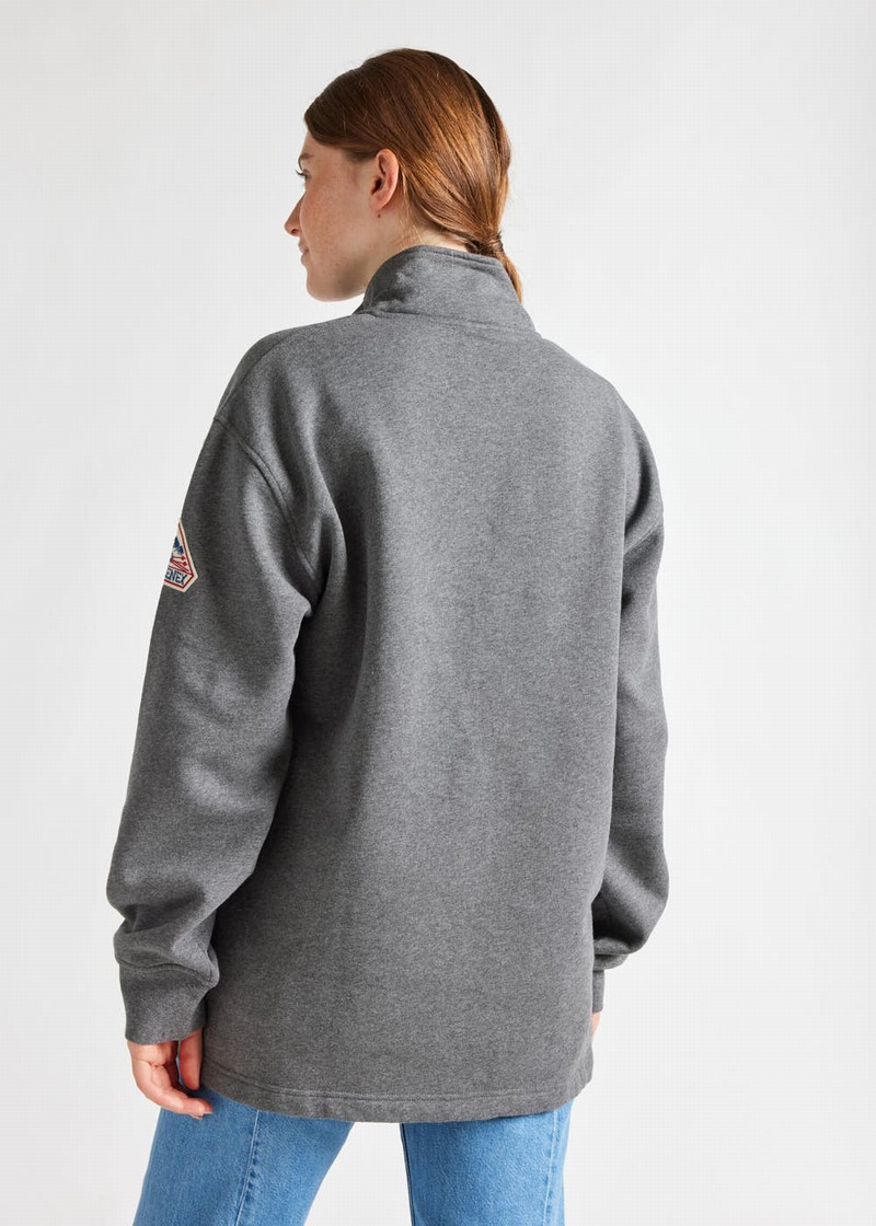 Women Pyrenex Sage Sweater With Zipped Collar Sweaters Grey | HTH389H6133