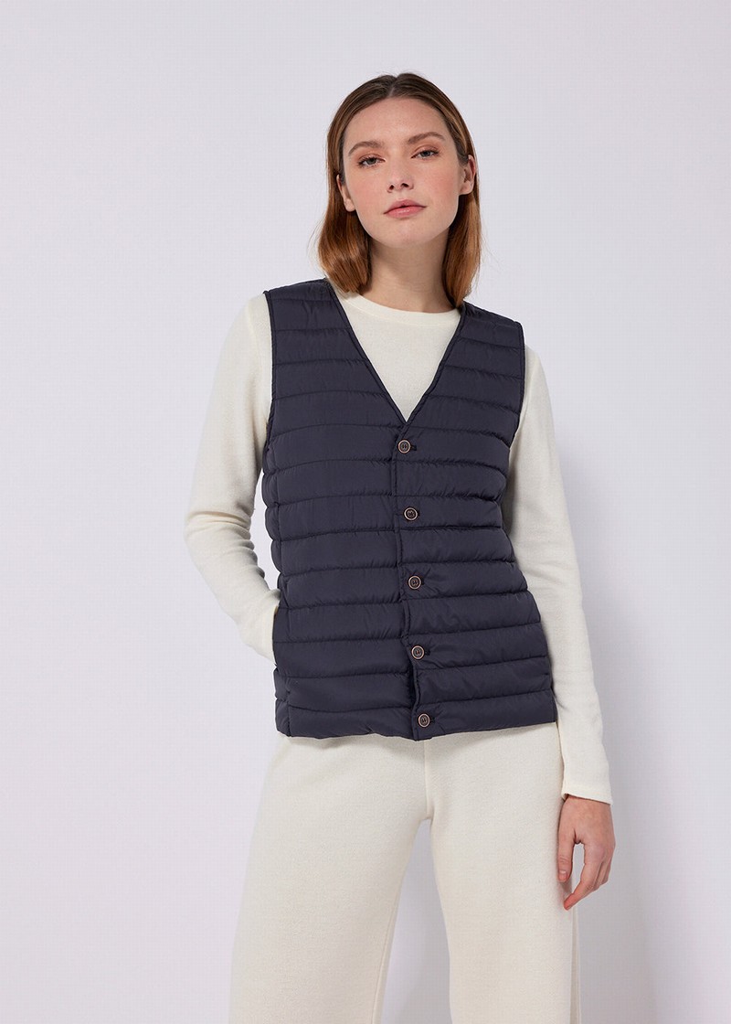 Women Pyrenex Sofia Light Vest Navy | HGS586S2323