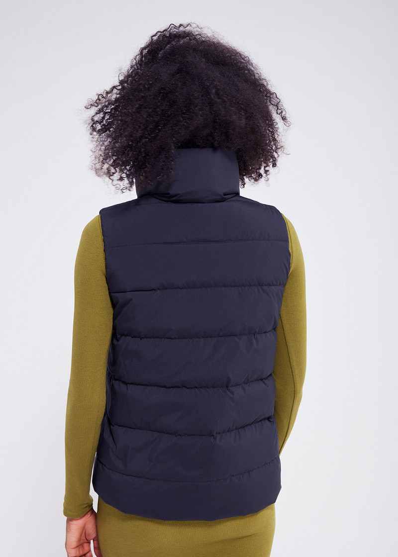 Women Pyrenex Spoutnic Down Vest Navy | HQD368D3286