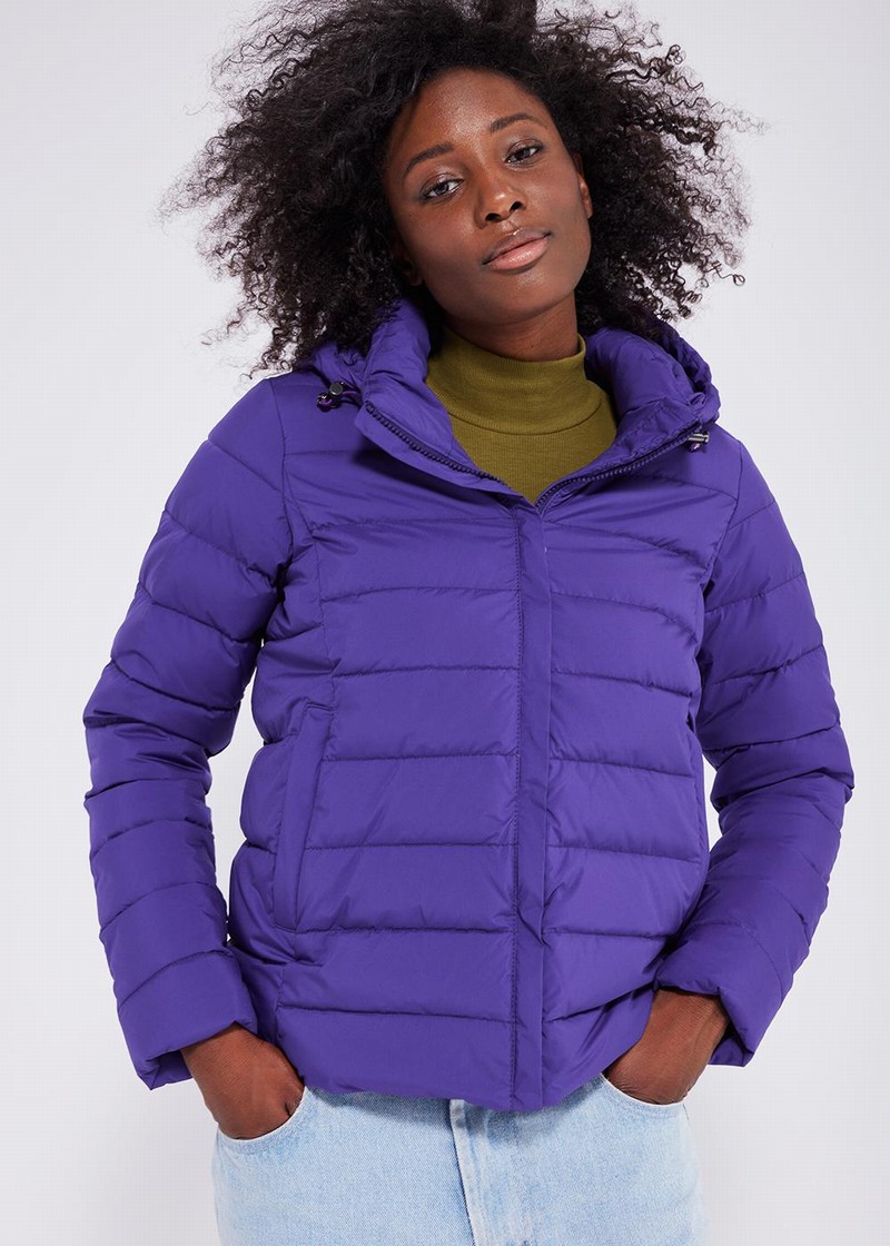 Women Pyrenex Spoutnic Hooded Down Jackets Purple | HSX667X0043