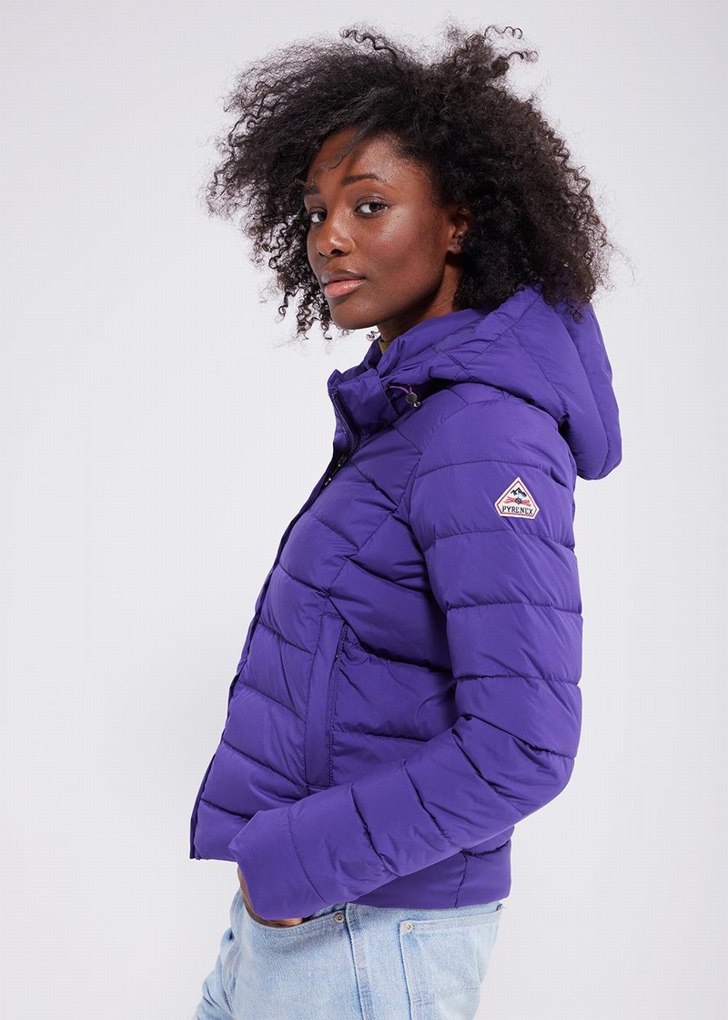 Women Pyrenex Spoutnic Hooded Down Jackets Purple | HSX667X0043