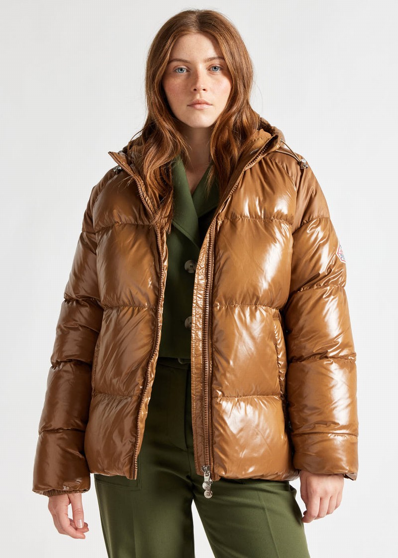 Women Pyrenex Sten Hooded Down Jackets Brown | HKO469O0966