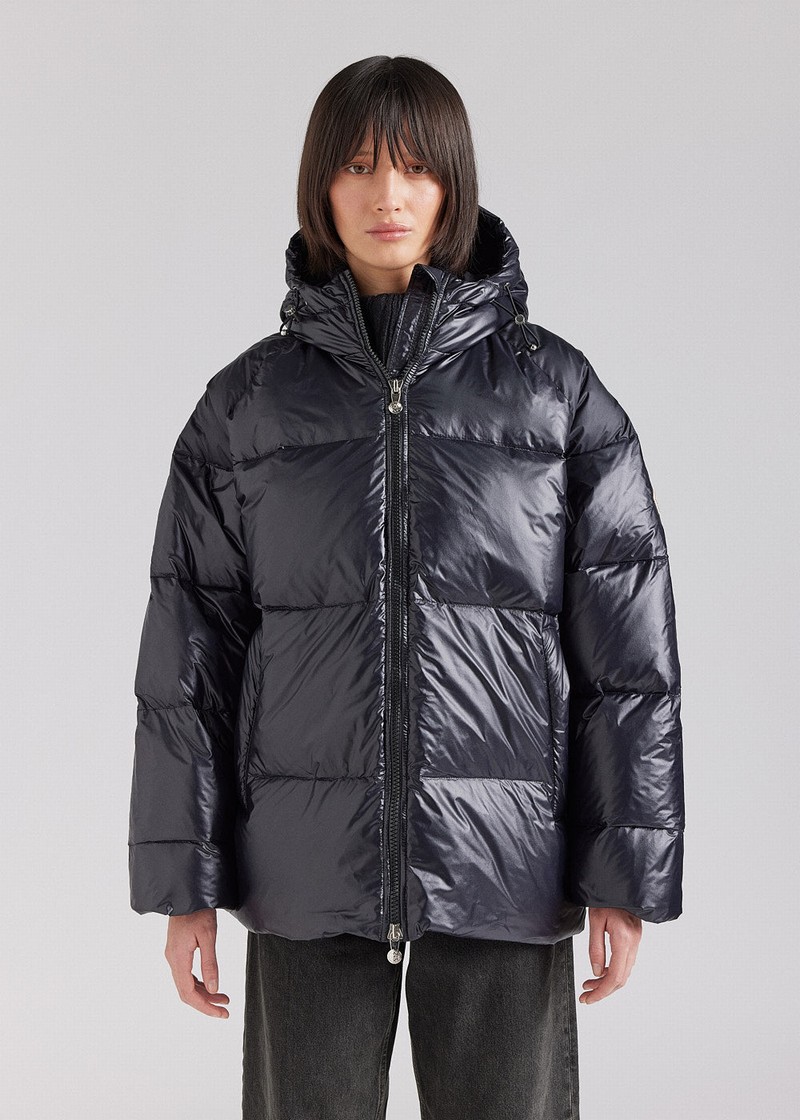 Women Pyrenex Sten Hooded Down Jackets Black | HPQ951Q6486