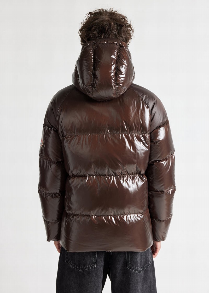 Women Pyrenex Sten Hooded Down Jackets Chocolate | HAM839M3879