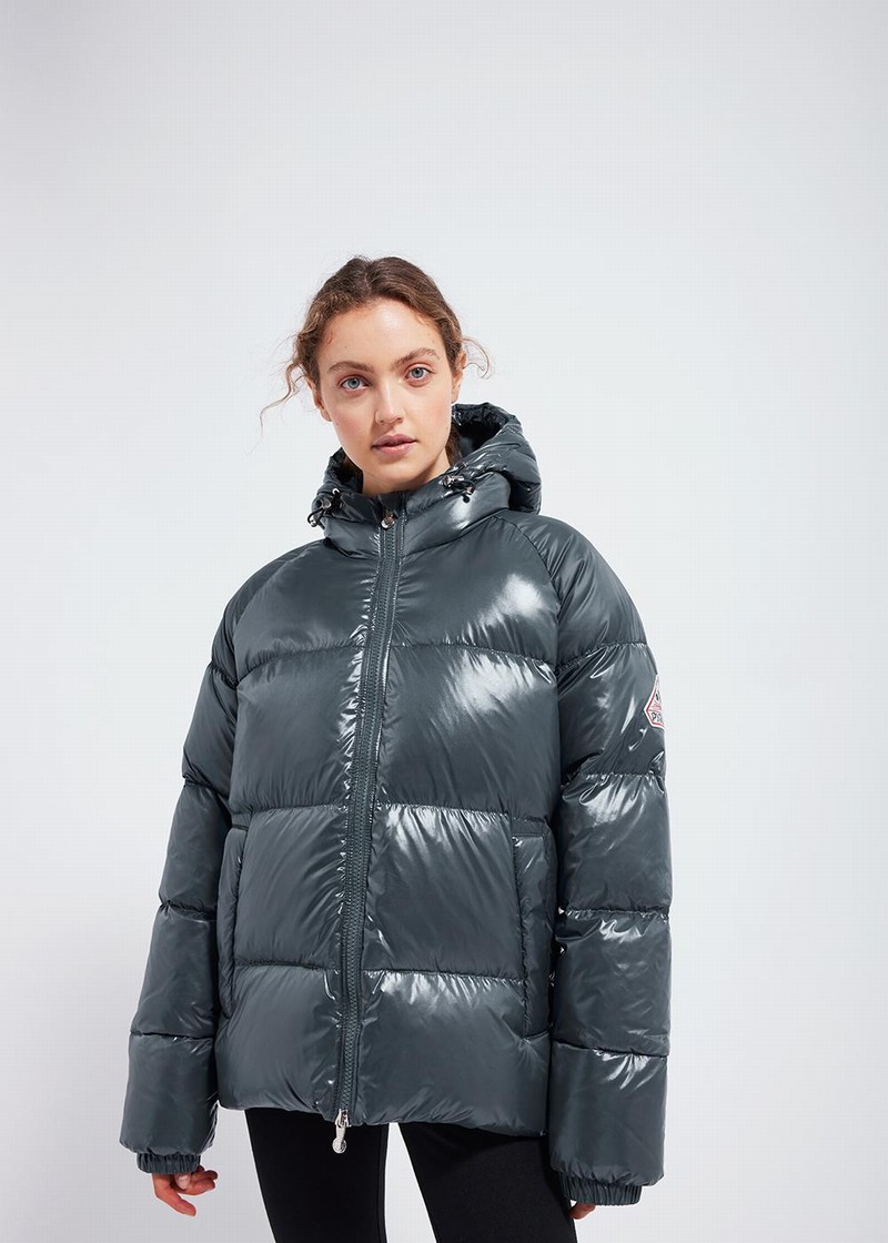 Women Pyrenex Sten Hooded Down Jackets Grey | HWY644Y0419