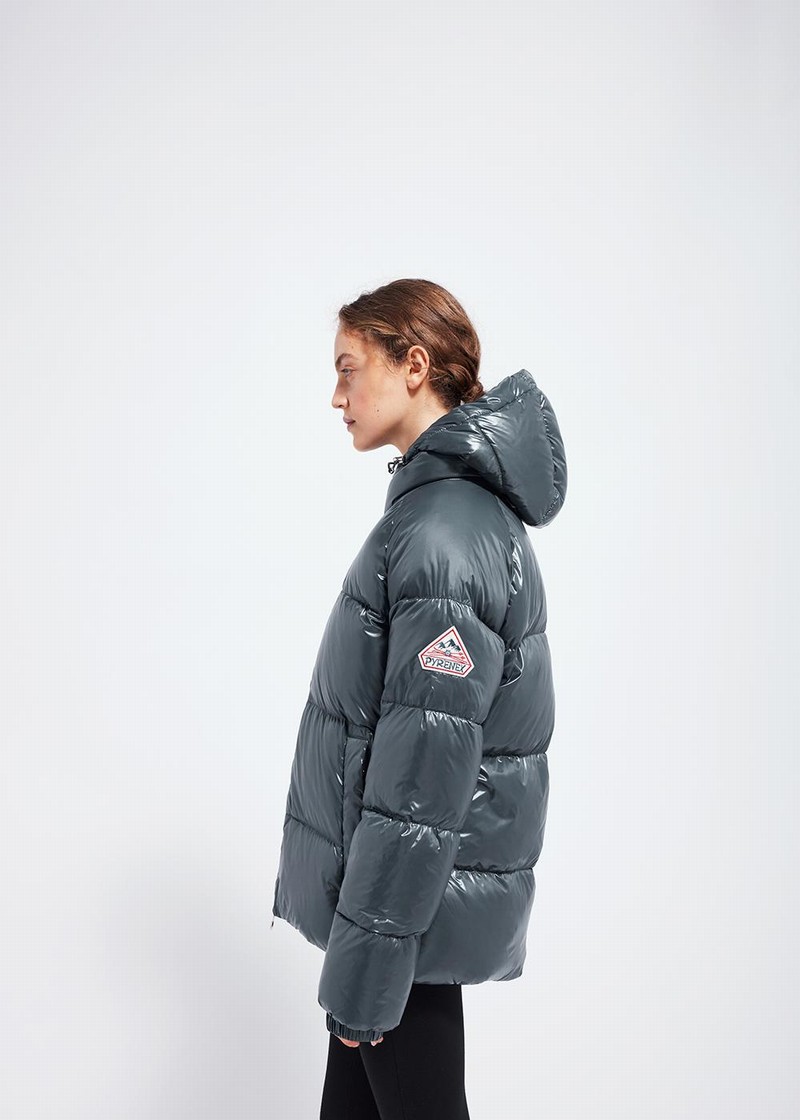 Women Pyrenex Sten Hooded Down Jackets Grey | HWY644Y0419