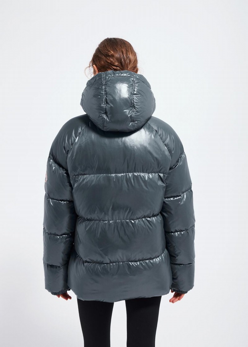 Women Pyrenex Sten Hooded Down Jackets Grey | HWY644Y0419