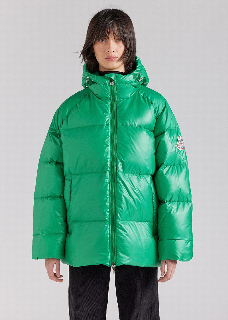 Women Pyrenex Sten Hooded Down Jackets Green | HXS233S9780