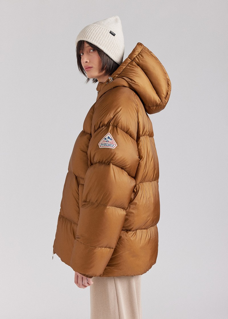 Women Pyrenex Sten Ripstop Down Jackets Brown | HOQ244Q8601