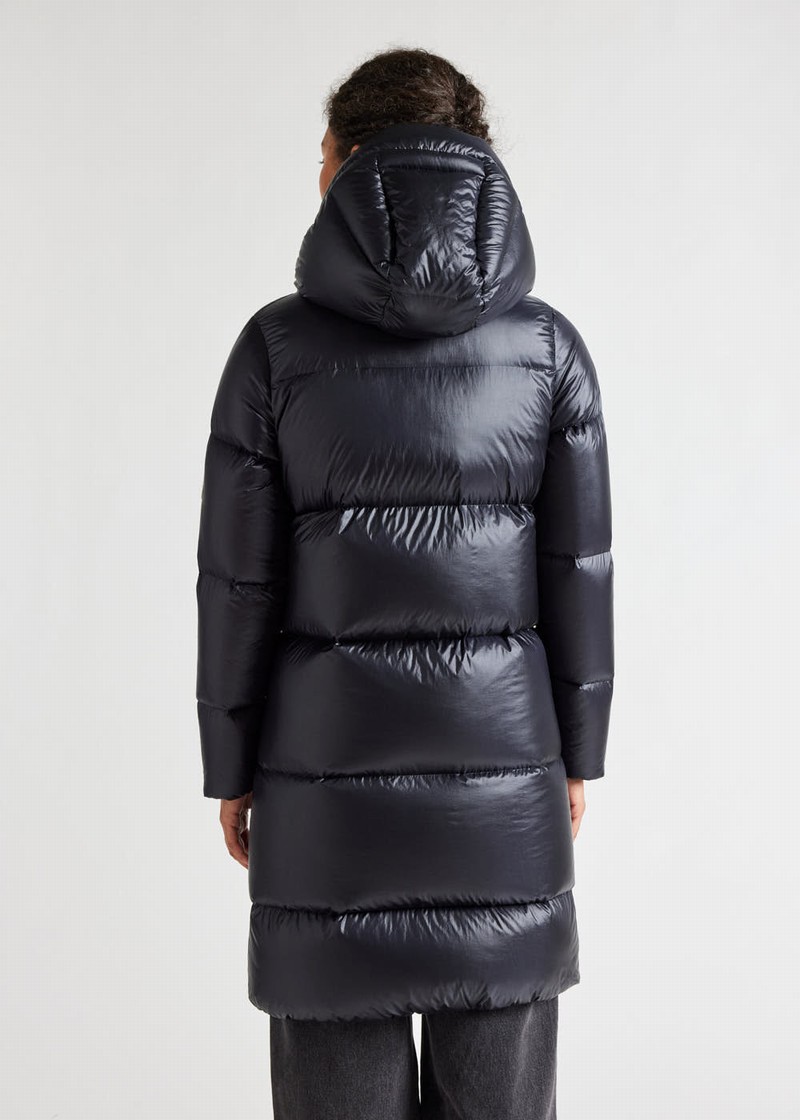 Women Pyrenex Tamara Long Hooded Down Coats Black | HBM205M7709