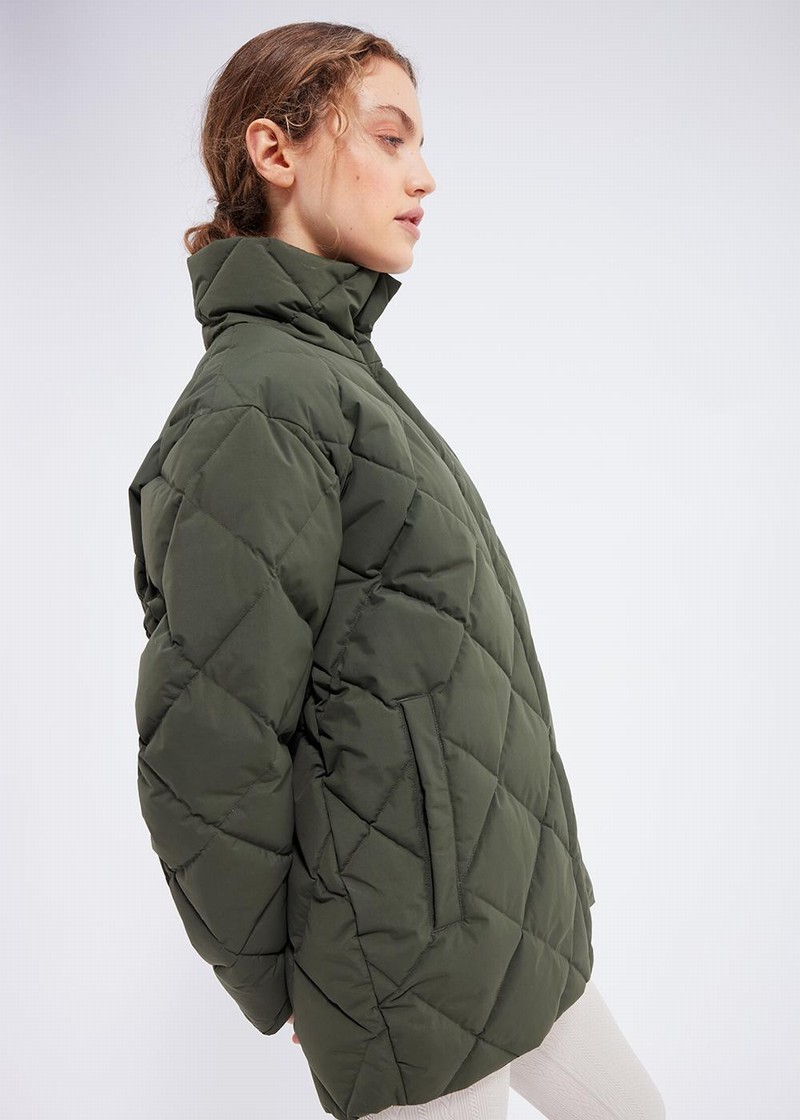 Women Pyrenex Valley Mid-length Down Jackets Green | HDA145A8728