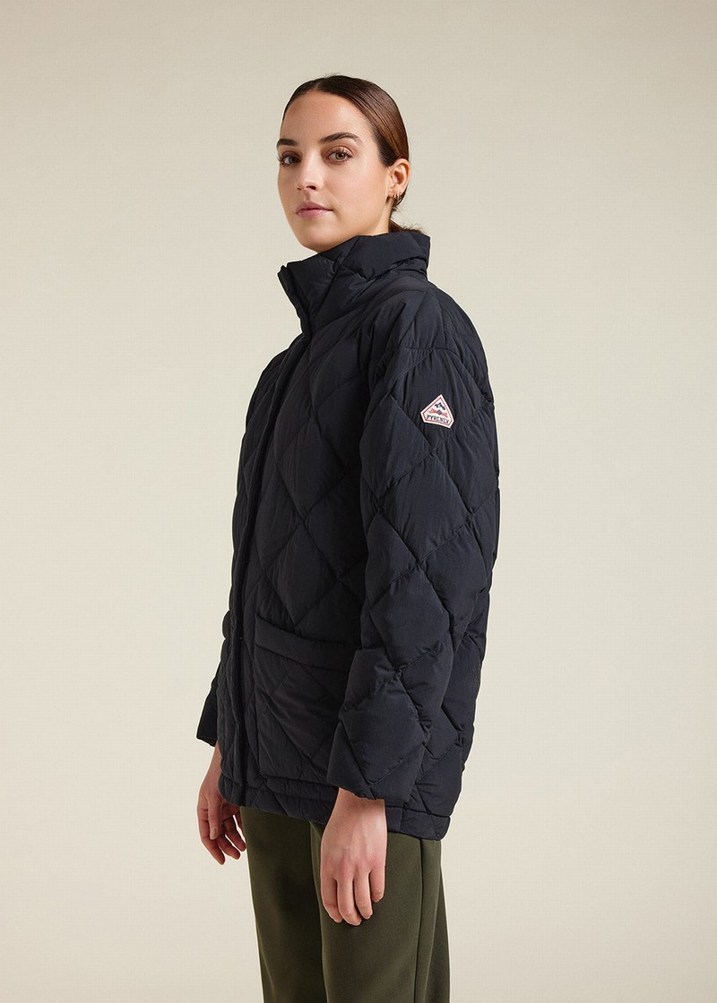 Women Pyrenex Valley Mid-length Down Jackets Black | HRH930H1185