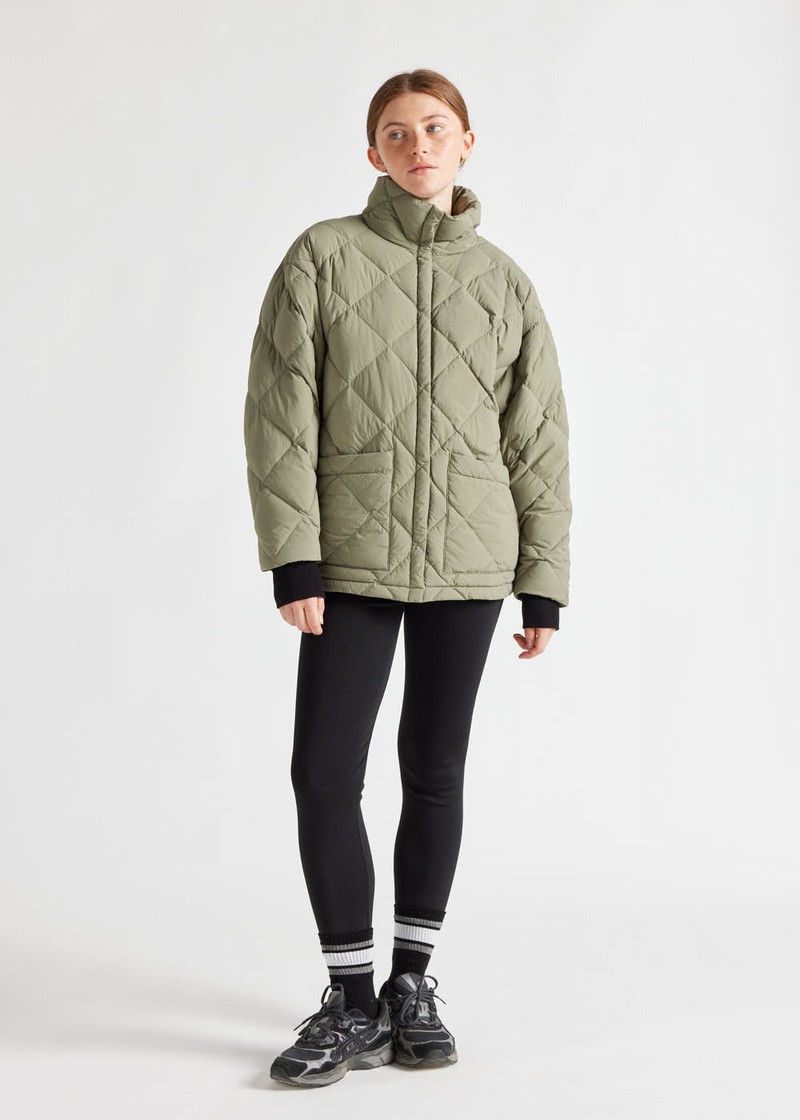 Women Pyrenex Valley Mid-length Down Jackets Olive | HKG419G8948