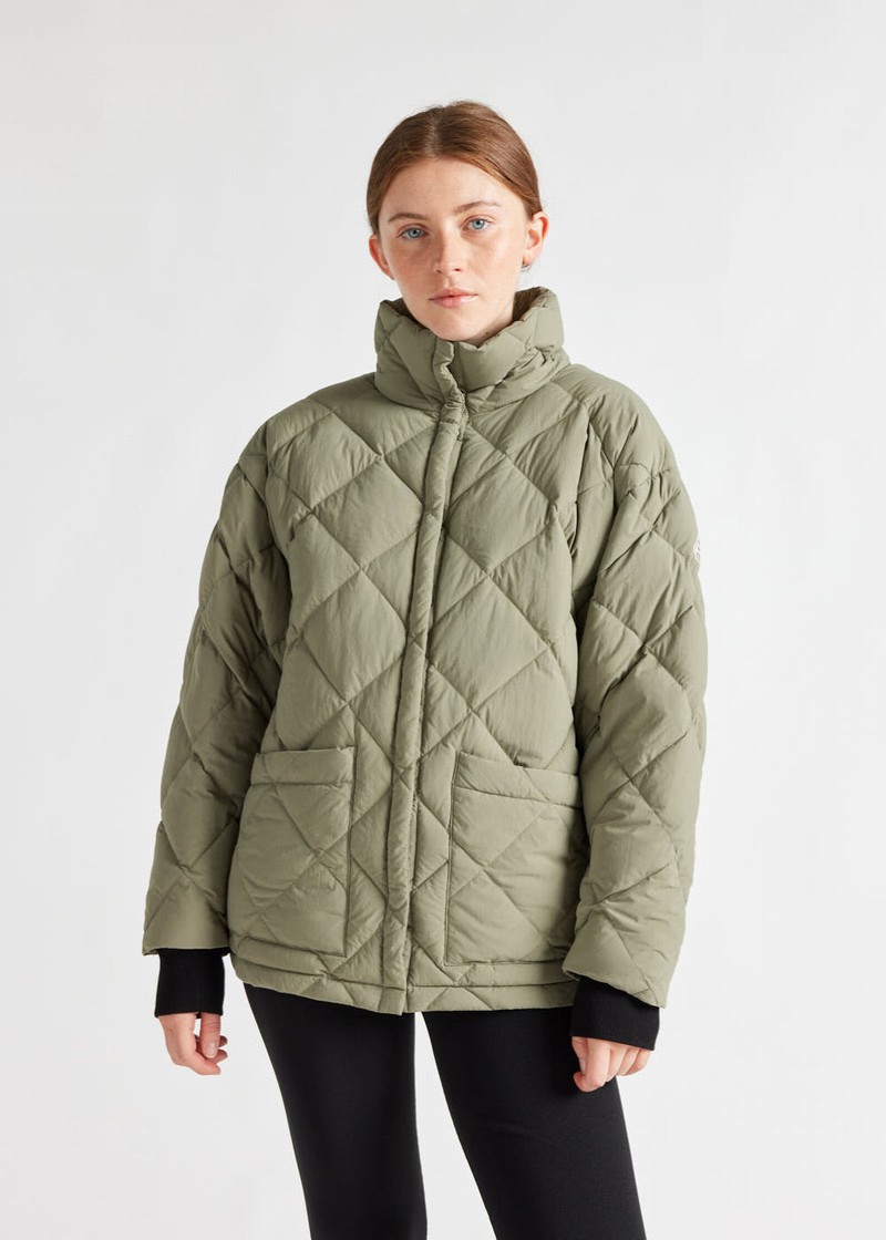 Women Pyrenex Valley Mid-length Down Jackets Olive | HKG419G8948