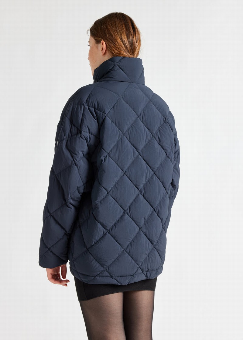 Women Pyrenex Valley Mid-length Down Jackets Navy | HAZ654Z9832