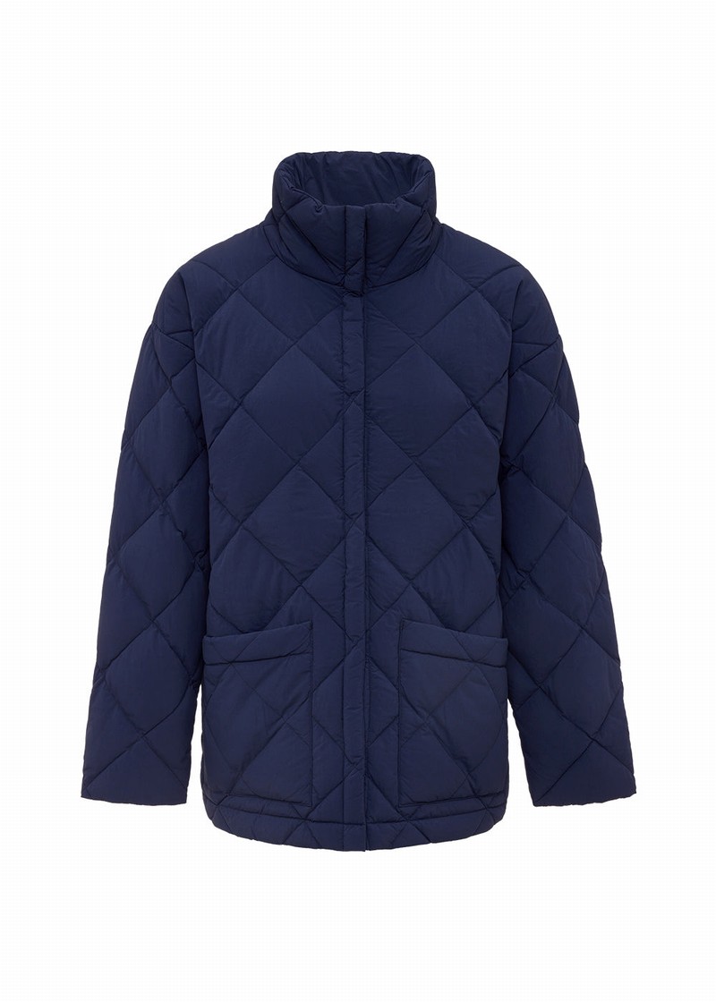 Women Pyrenex Valley Mid-length Down Jackets Navy | HAZ654Z9832