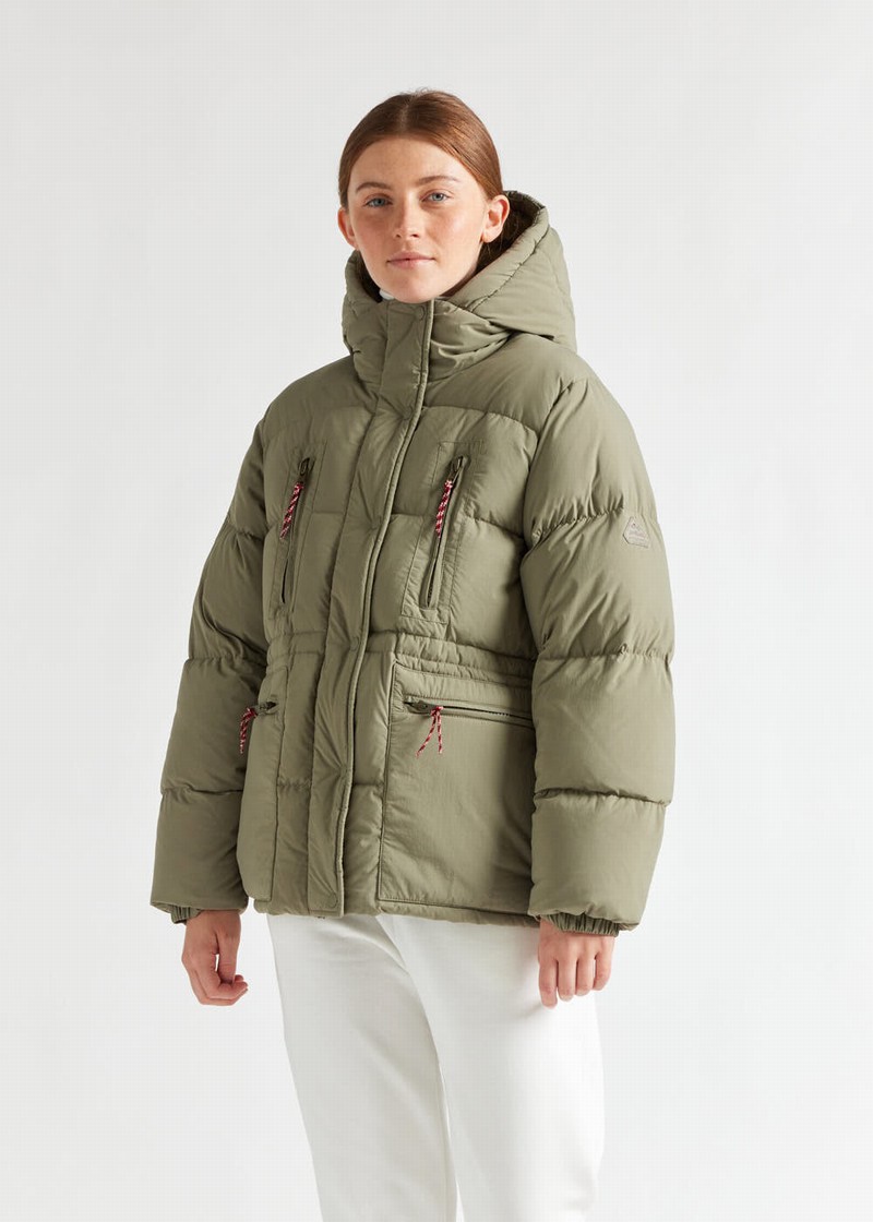 Women Pyrenex X Roseanna Talitha Hooded Down Jackets Olive | HNB223B9163