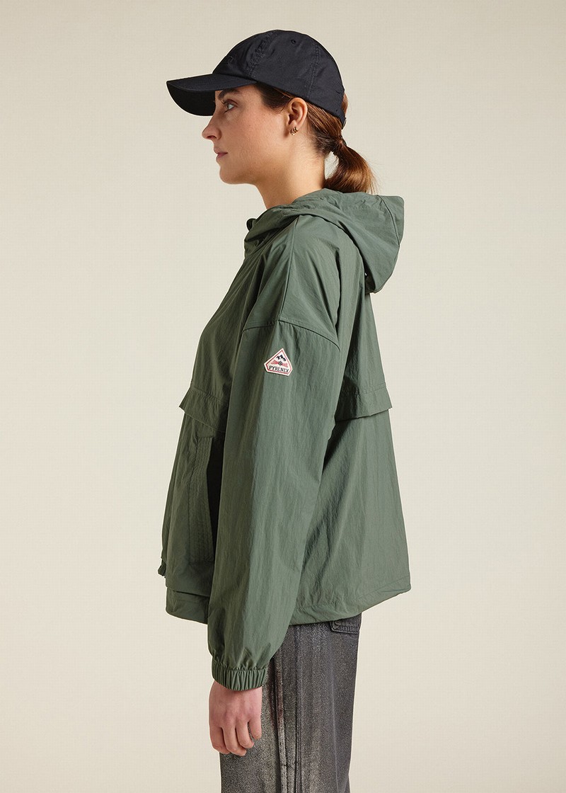 Women Pyrenex Yoko Short Hooded Windbreaker Green | HWG672G6020